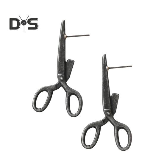 

1 пара женских сережек в преувеличенном стиле в форме ножниц в стиле ретро, индивидуальные, противоскользящие, для повседневной носки, для особых случаев, для клуба, украшения для ушей чёрный