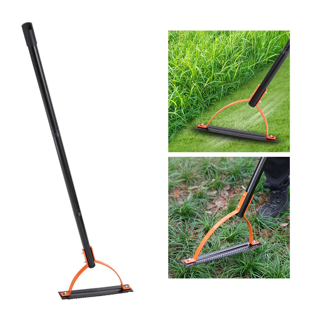 Manual Garden Whip with Dual Serrated Blades for Efficient Grass Cutting 65 Manganese Steel Blade Black Finish