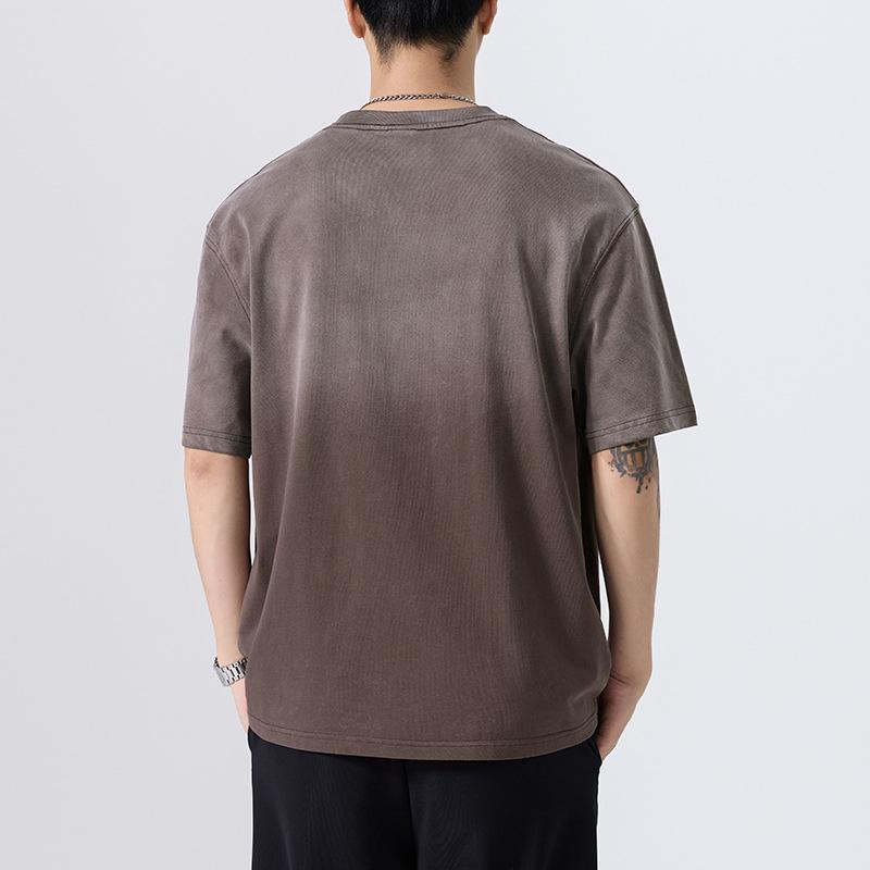 New Heavyweight Gradient Short-sleeved T-shirt for Spring and Summer American T-shirt Short Shirt