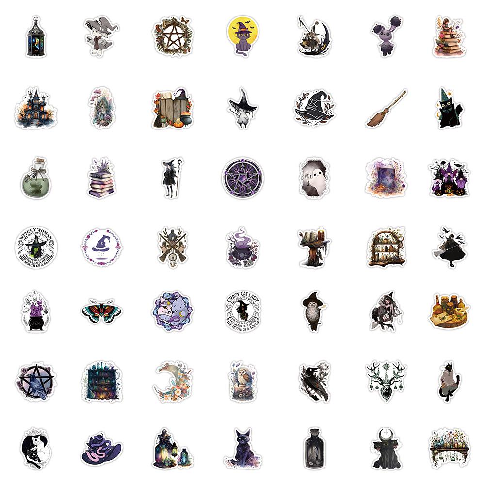 10 30 50Pcs Vintage Gothic Magic World Witch Cat Anime Stickers Laptop Motorcycle Luggage Car Phone Waterproof Sticker Decals