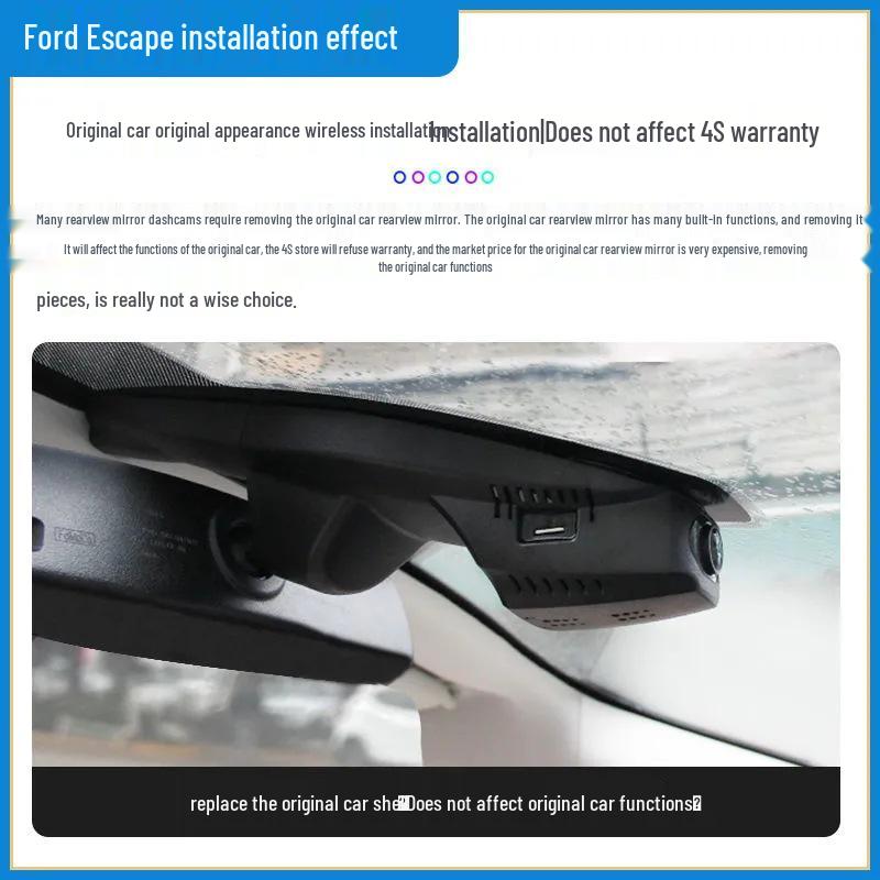 Ford Kuga WiFi Hidden Dashcam with Original Shell Replacement, No Wiring Needed, Non-Destructive Installation