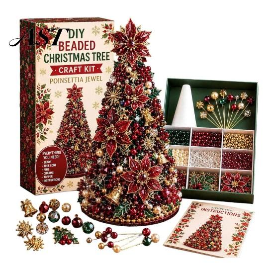 Unique Desk Accessories DIY Christmas Tree Beading Kit for Adults Beginners, Handmade 3D Ornament with Full Zero-based Material Tools And Plastic
