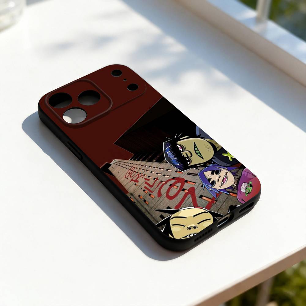 G-Gorillaz Rock Band Cool Phone Case For iPhone 11,12,13,14,15,16,17,Pro,Max,Plus,E,SE4,Air,Mini Black Soft Cover