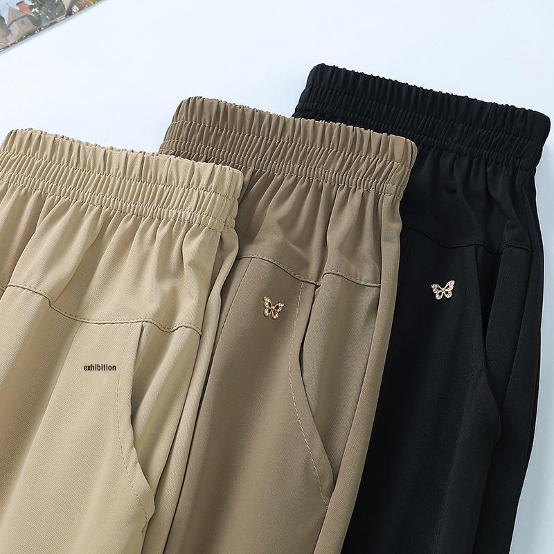 Letní elastické ležérní kalhoty s vysokým pasem pro ženy středního věku