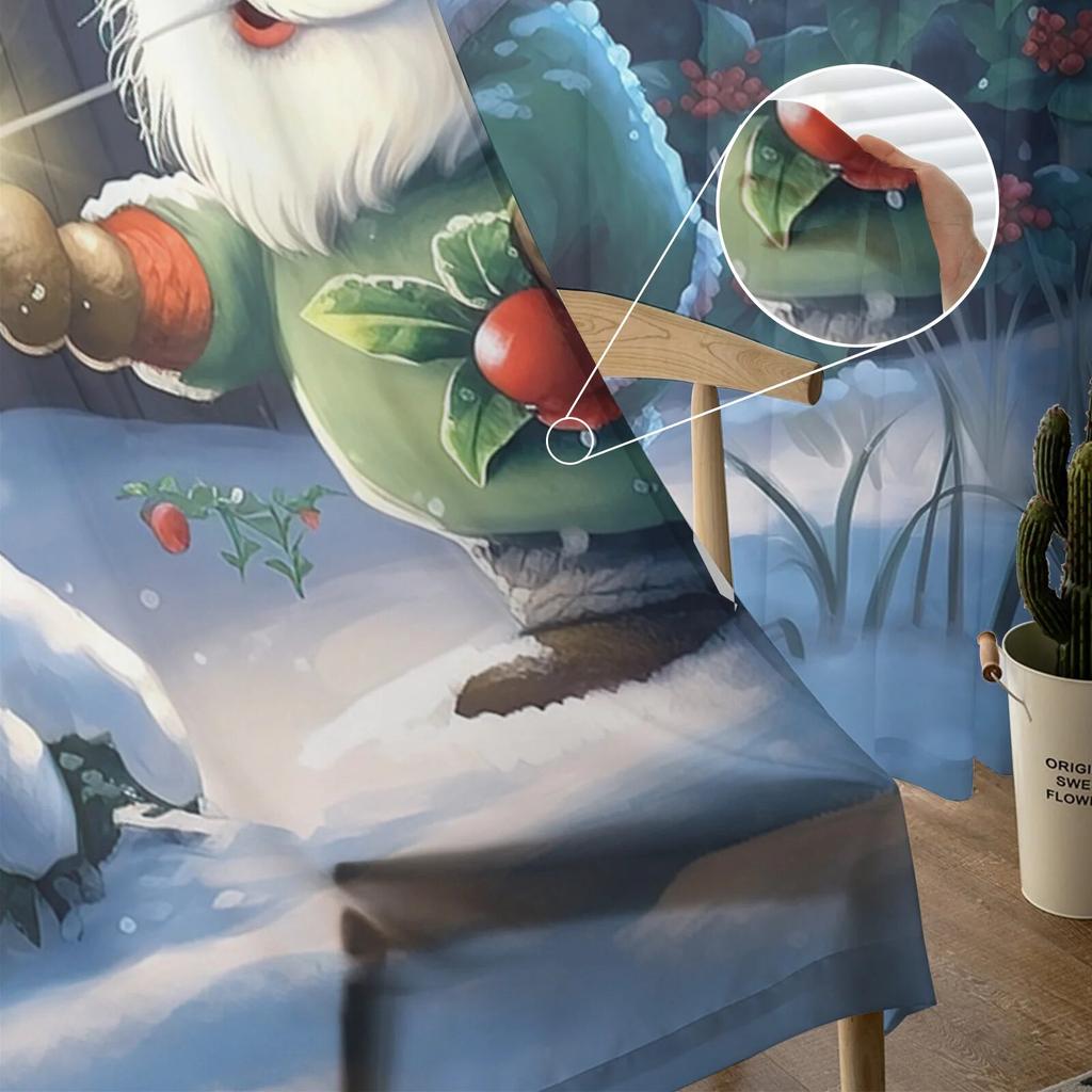 Christmas Dwarfs Snow Tulle Curtains For Living Room Sheer Curtain For Bedroom Window Blinds Voile Curtains