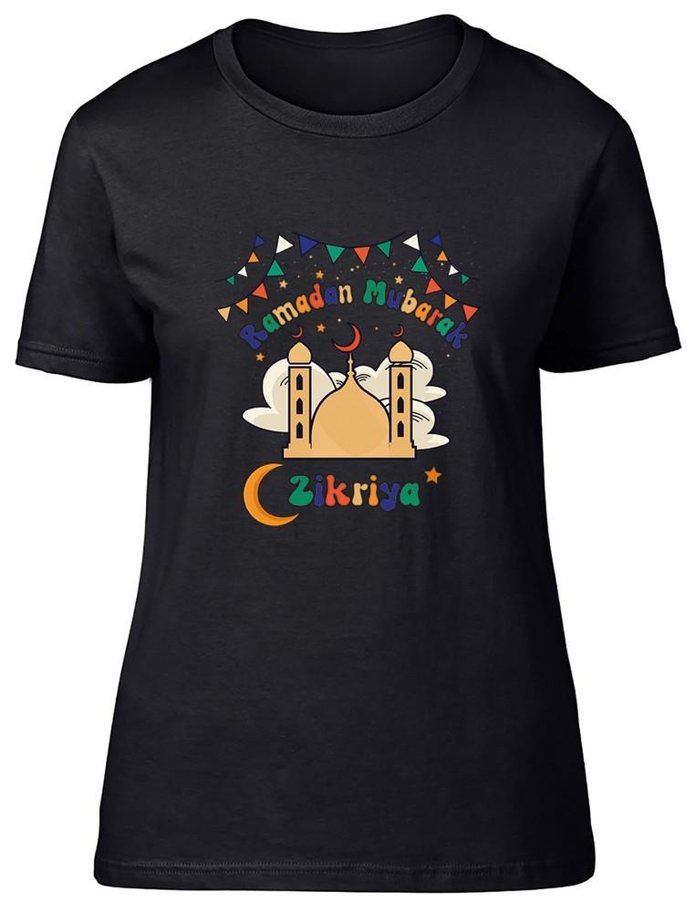 Персонализированная женская футболка Ramadan Mubarak Мусульманский флажок-гирлянда Мечеть Женская футболка L