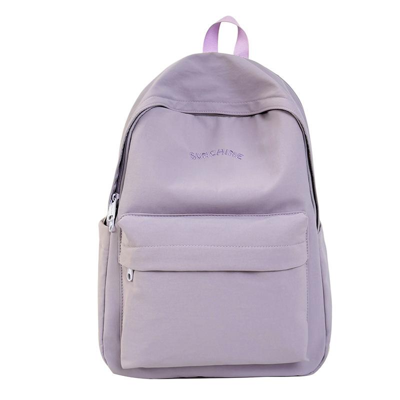 Schoolbag casual backpack female Korean version solid color campus junior high school student schoolbag simple sweet small fresh girls backpack