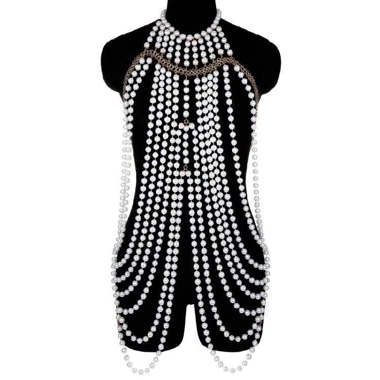 Shoulder Wrap Artificial Pearls Shoulder Chain for Evening Party Night Gown Shawl Body Chain Evening Shoulder Wrap