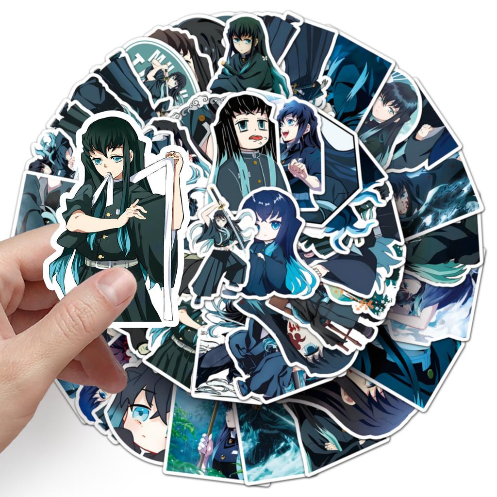 50 Tokitou Muichiro Graffiti Aufkleber Personalisierte Cartoon Japanische Anime Dämonentöter: Kimetsu No Yaiba Dekorative Handyhüllen-Aufkleber