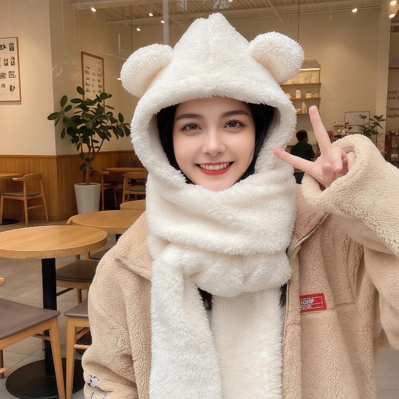 Women's Warm Bear Hat: Pullover, Scarf, and Mask Combo for Cycling & Cold Weather Protection