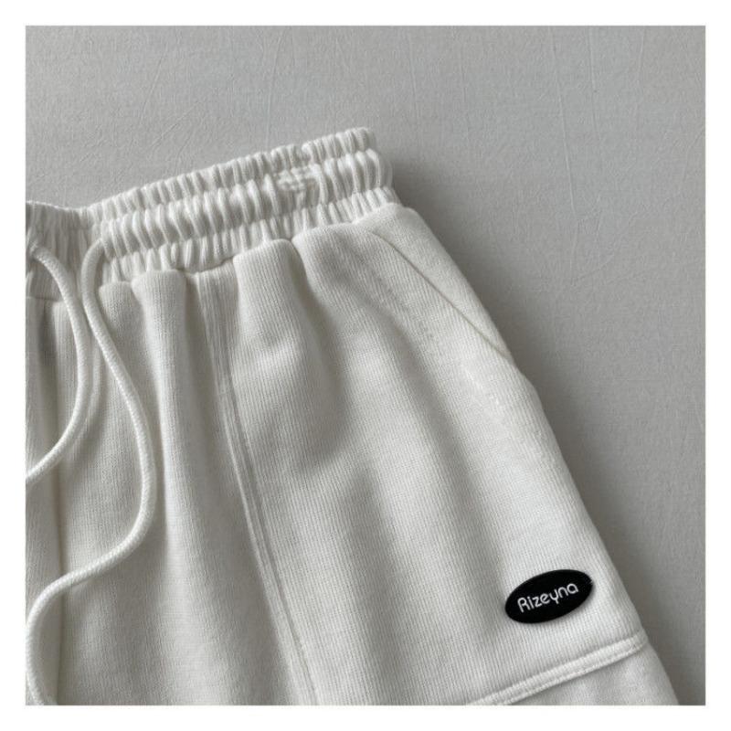 Schlanke, lässige Sportshorts mit hoher Taille für Damen, neue koreanische Version der lockeren A-Linien-Hose mit weitem Bein und Kordelzug