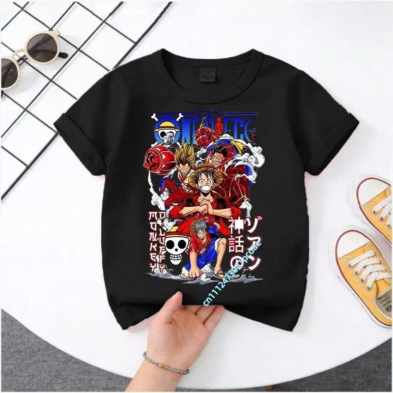 2026 One Piece Boys' Sweatshirt - Children's Short Sleeve Casual Top - Summer Cartoon Print