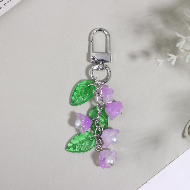 Y2K Aesthetics Lily Of The Valley Keychain Exquisite Flower Keyring Bag Pendant Sweet Girly Phone Lanyard Holiday Gifts