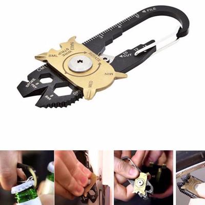 Mini Gadget Multifuncional EDC Mosquetão Multifuncional Ferramenta Múltipla Bolso de Chave Sobrevivência Caminhada