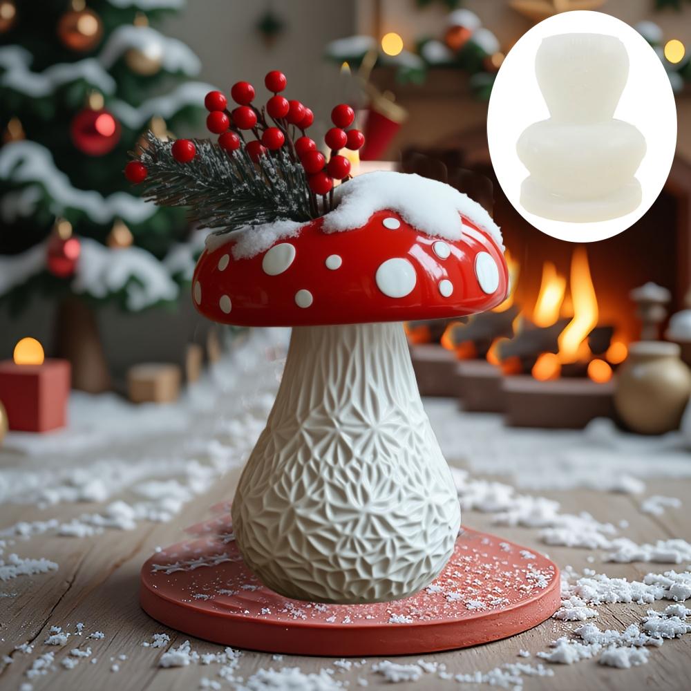 Mushroom Vase Resin Silicone Mold Christmas Decor Mushroom Flower Pot Concrete Mould Christmas Gift Mushroom Vase Gypsum Molds