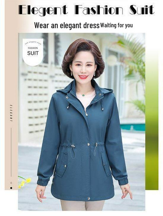 Szykowny Damski Płaszcz Przejściowy Plus Size dla Kobiet w Średnim Wieku i Starszych, Nowy Styl Wiosna/Jesień 2025