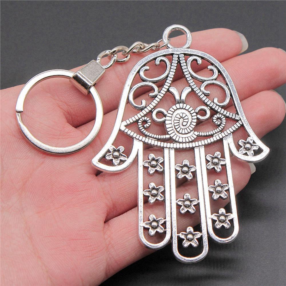 Star of David Talisman Amulet Pendant Antique Bronze Metal Keychain with 30mm Ring for Boys Bag Charm