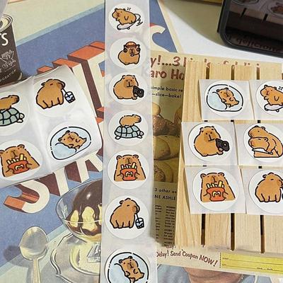 Cute Capybara Sticky Paper Stickers Labels Thank You Sticker Sealing Stationery Supplies DIY Decoration Scrapbooking