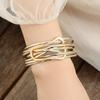 Bohemian Multi-Layer PU Leather Bracelet Set, Fashion Alloy Magnetic Clasp Bangle, Trendy Layered Cuff for Women