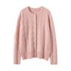 Women's Cashmere Cable Knit Cardigan: Soft, Thick, Round Neck, Single-Breasted, Solid Color - Perfect for Autumn and Winter.