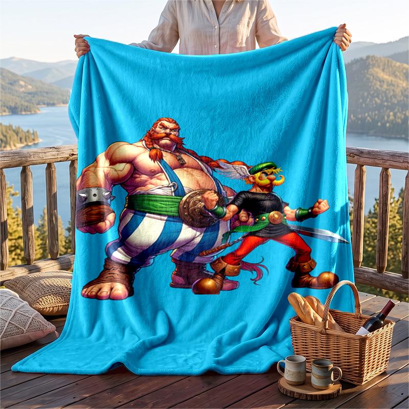 Coperta Calda in Flanella con Disegno di Asterix & Obelix, Coperta Leggera e Confortevole per Letto e Divano