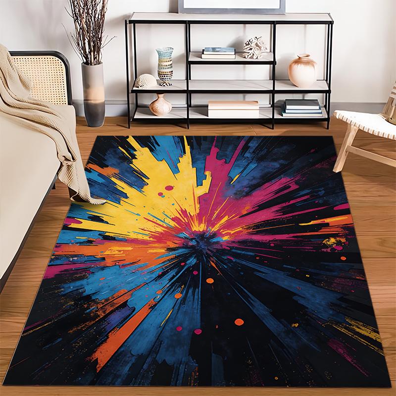 Abstract Colorful Burst Pattern Carpet, Modern Art Style Rug Design Suitable for use as an anti-slip for living room bedroom sofas