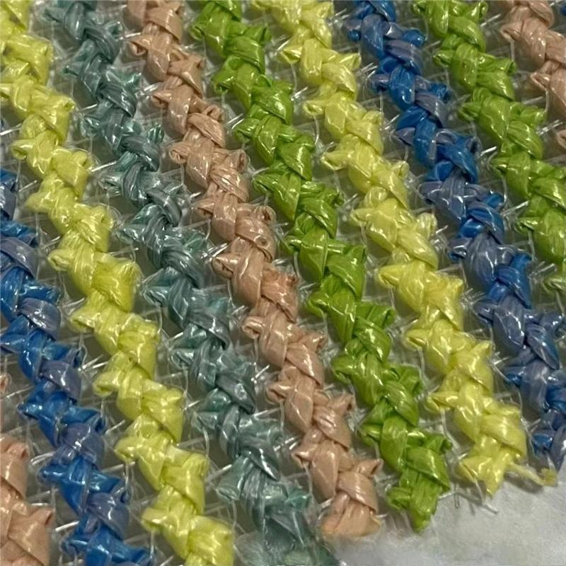 1/3 ярда Цветная ПП Ткань из плетеной травы Волнистая Жаккардовая Ткань Полосатая Многоцветная Сетчатая Ткань из плетеной травы для обертывания обуви 1Yard