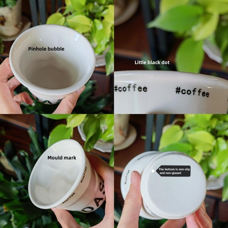 6/7oz Korean Style Cups and Mugs Coffee Mug White Ceramic Nordic Wrinkle Cup 200ml Drinking Coffe Tumbler English Letter