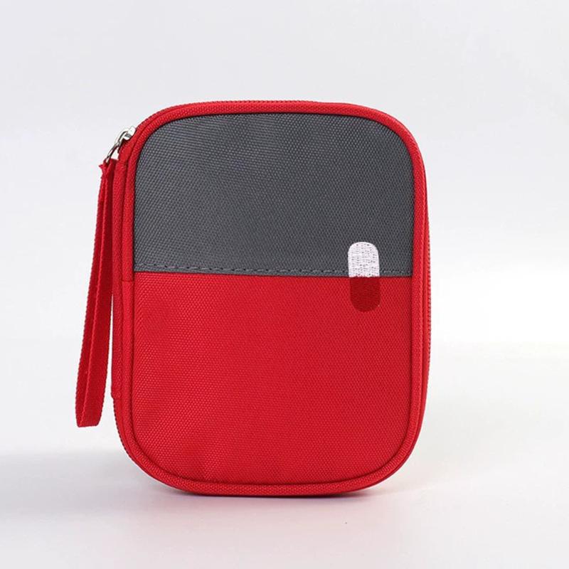 

Portable Medicine Bag Cute First Aid Kit Emergency Kits Organizer Outdoor Household Medicine Pill Storage Bag Travel червоний