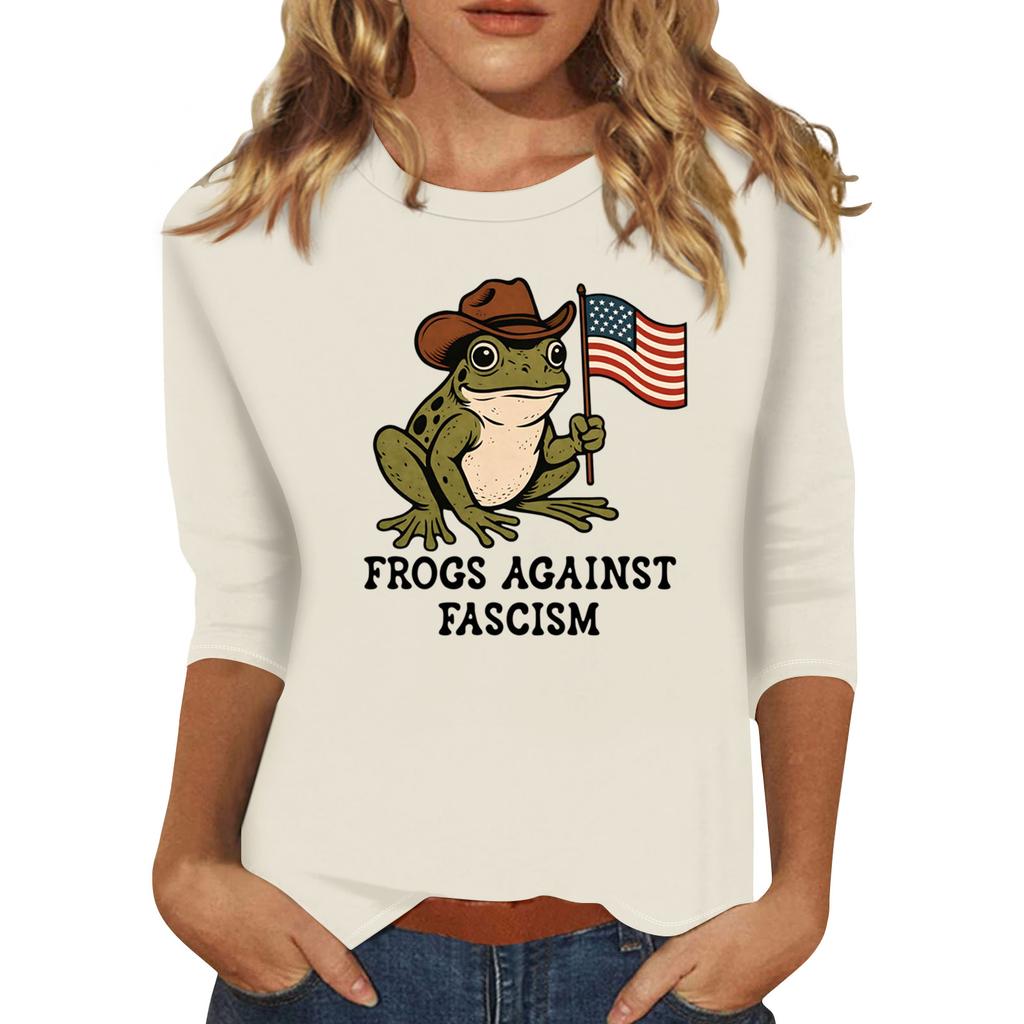 Women's Fashionable Casual Three-quarter Sleeve Round Neck Top