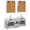 Bathroom Furniture Set 5 pcs Concrete Grey Engineered Wood and Glass