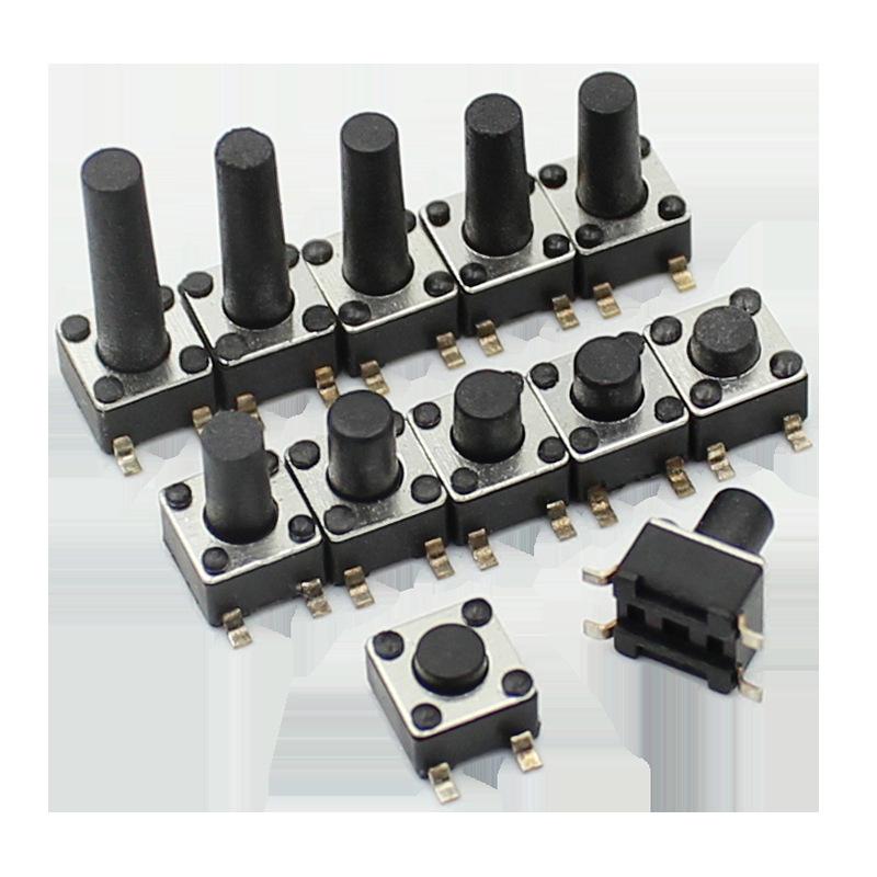 SMD Tactile Micro Switch 4.5x4.5mm, Height Options: 3.8-9mm, Copper Pins