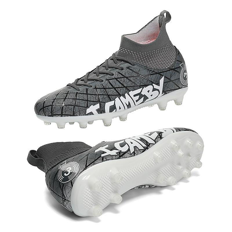 

Футбольные бутсы 31-48, мужские футбольные бутсы с высоким берцем, кожаные футбольные бутсы для мальчиков большого размера с длинными ногтями 48