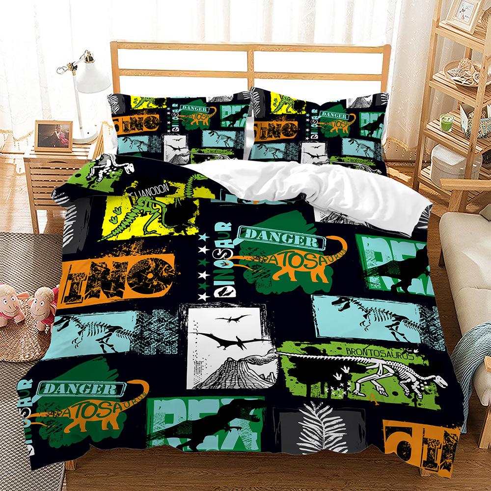 Set lenjerie de pat cu animale 3D pentru baieti cu puf Fete de perna 2/3 piese AU180 * 210 Dimensiune intreaga Textile de casa Husa de pilota pentru barbati