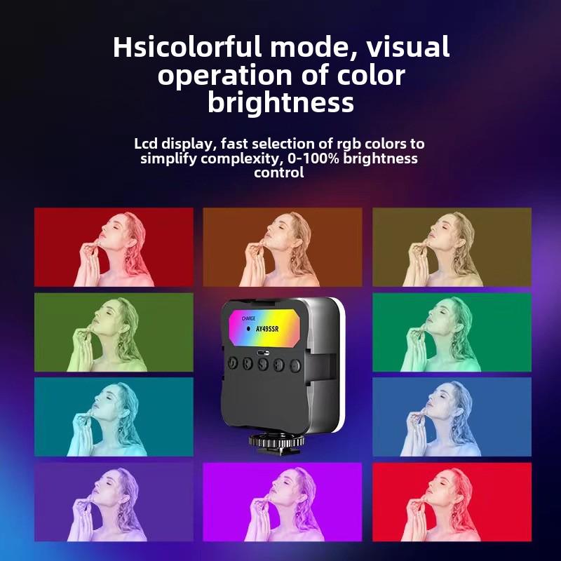 Trefarget RGB Oppladbart Mini Klype Selfie Fyllys for Mobil og Kamera