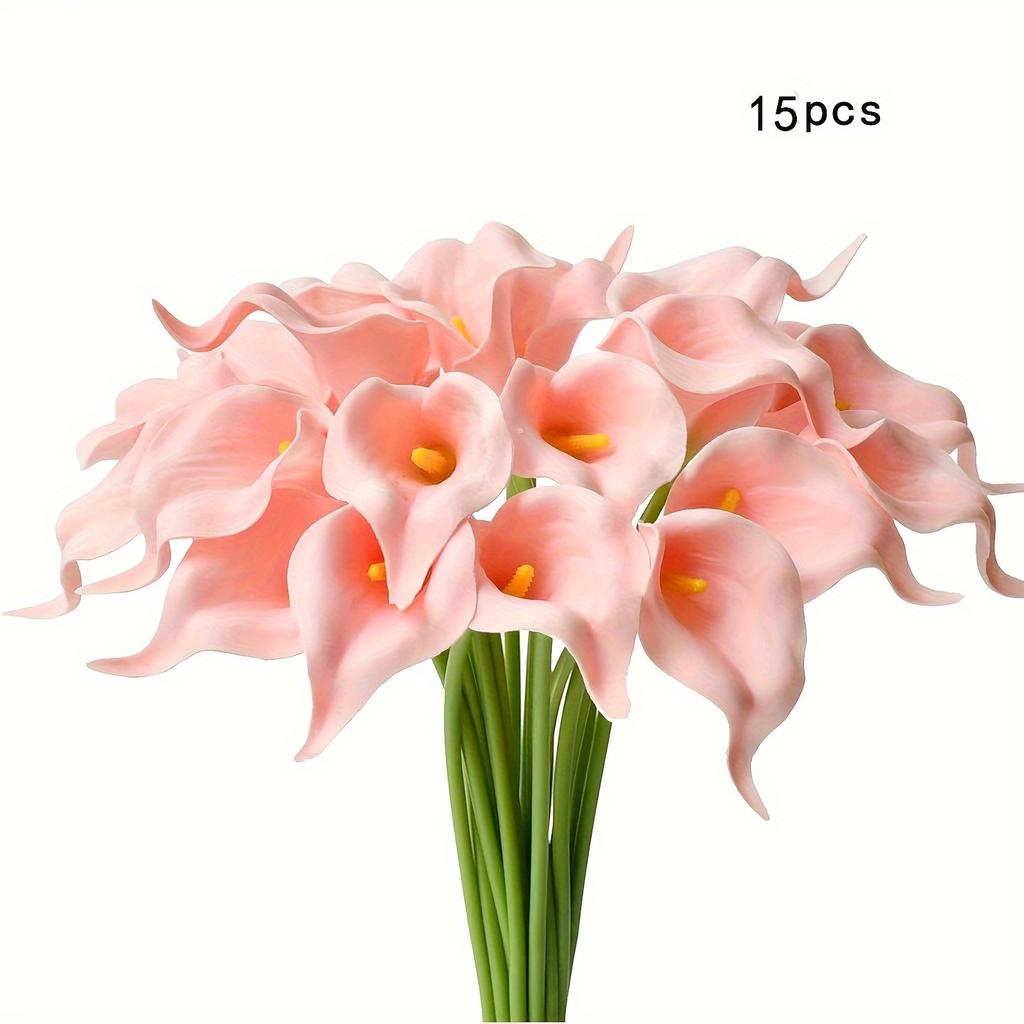 15-Pack Colorful Artificial Cara Lilies - Perfect for Mother's Day, Easter, Home & Wedding Decorations