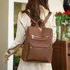 Weicher Lederrucksack Damenrucksack mit großer Kapazität Einfarbige Reisetasche