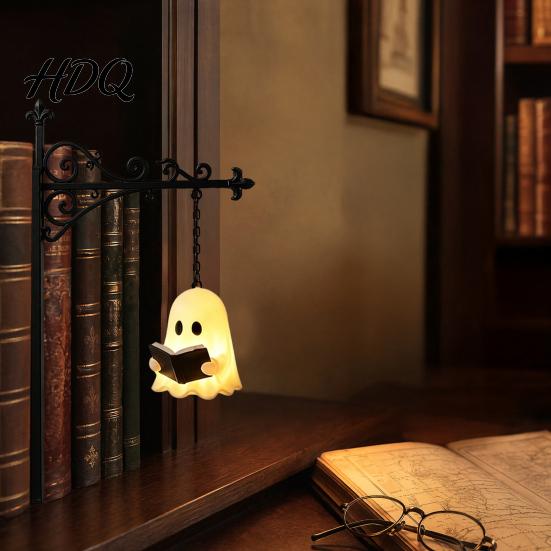 Iron Bracket Desk Light Ghost Bookshelf Night Light Reading Lantern with Sliding Insert Board Retro Metal Lamp Vintage Cozy Warm Decor for