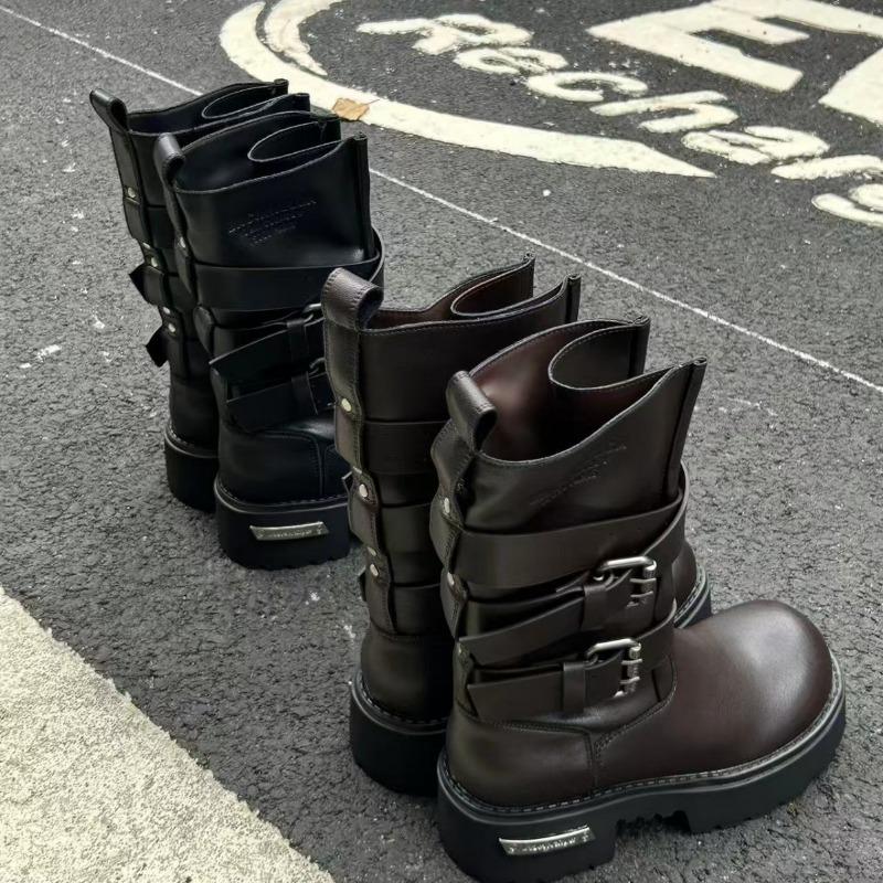 Martin Boots Women's New Belt Buckle Retro Locomotive Heightening Knight Boots Women