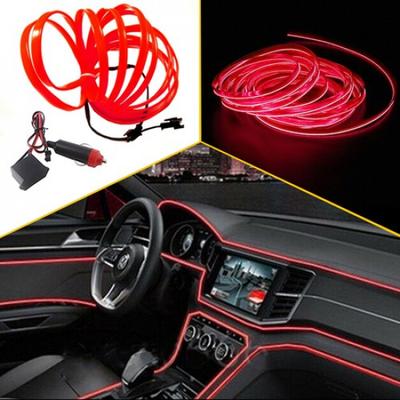Rote LED Innenraum Auto Dekor Atmosphäre Streifen Draht Licht Lampe Zubehör 5M
