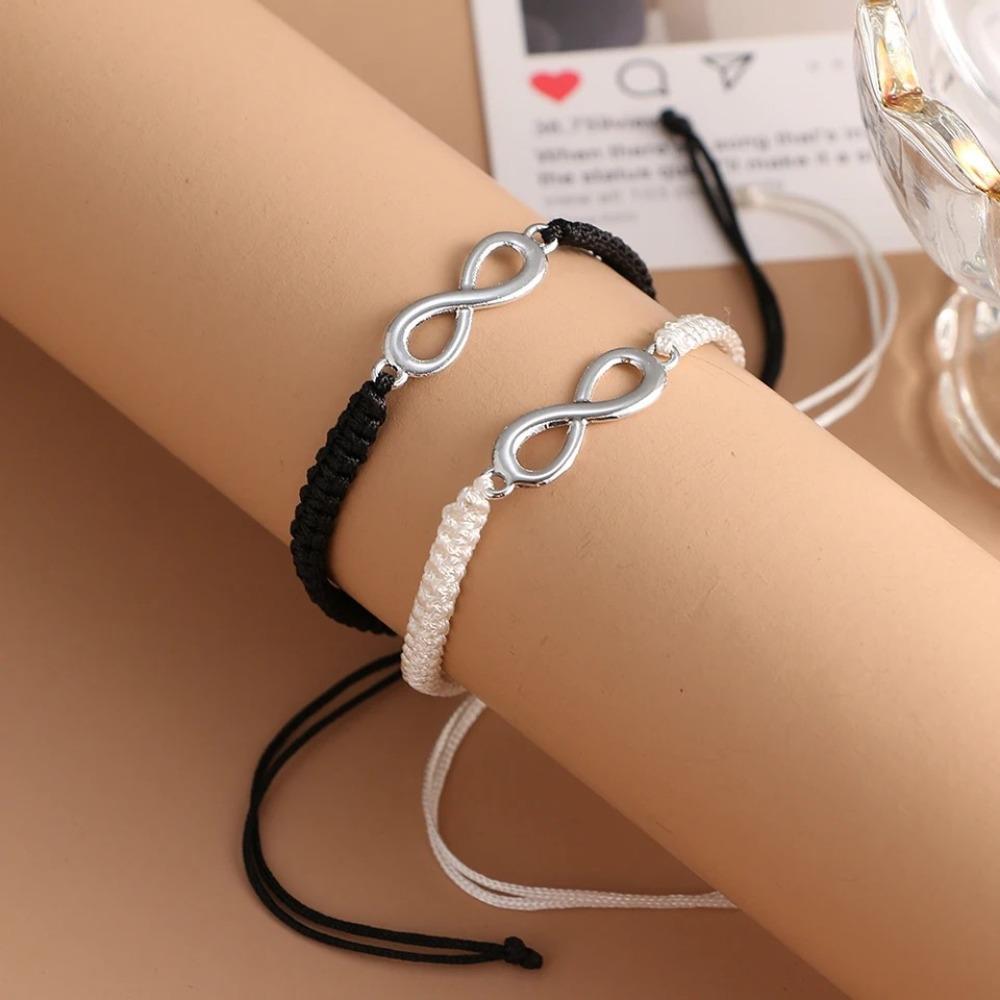 2Pcs Multicolor Number 8 Infinity Lucky Bracelet for Women Men Friendship Handmade Braided Rope Charm Couple Bracelet Gifts