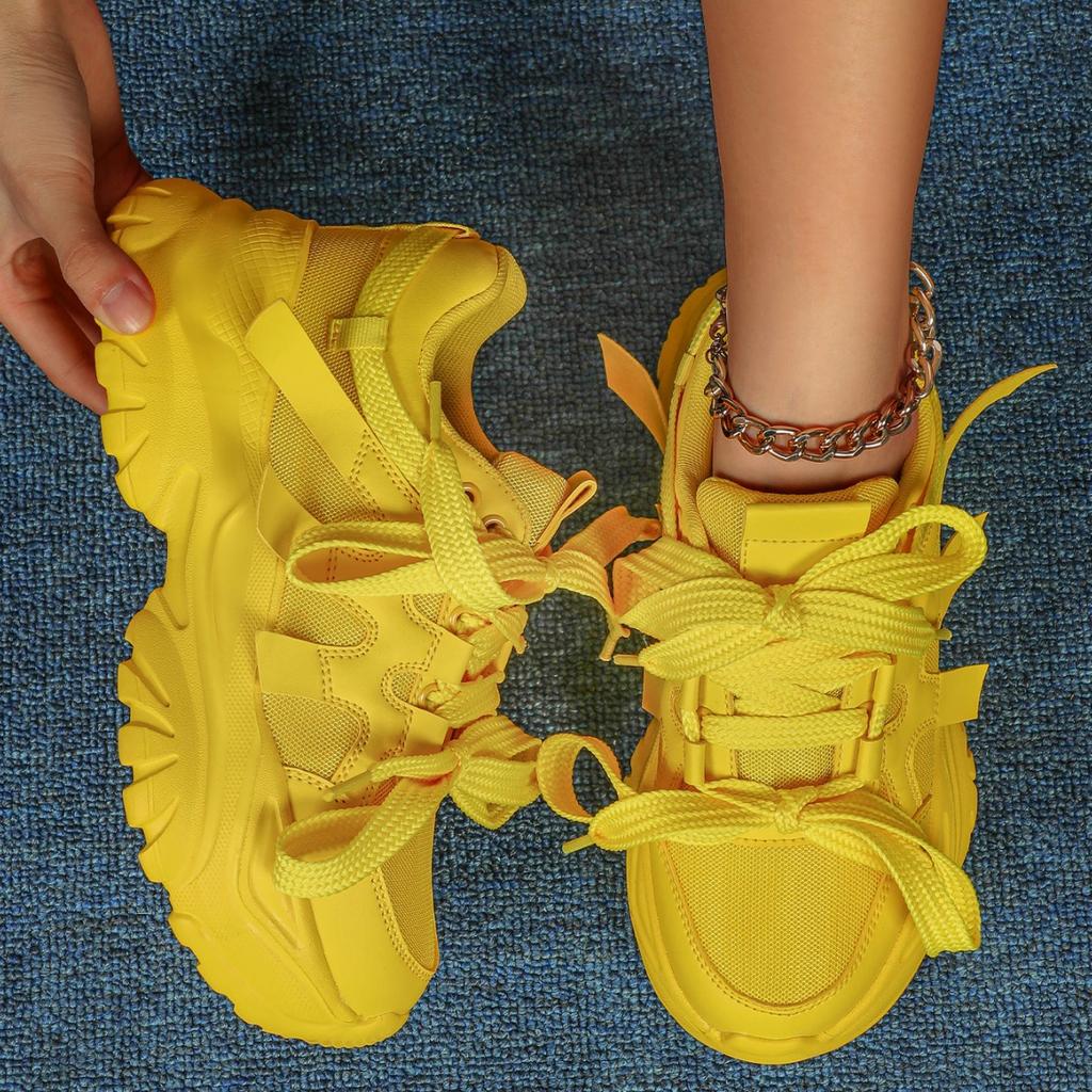 Fashion Autumn Mesh Pink Platform Sneakers Chunky Breathable Casual Shoes Woman Shoes Slip On Thick Sole Ladies Shoes Height Increase