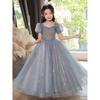 Autumn 2025 Light Luxury Princess Tulle Dress for Girls - Flower Girl, Piano Performance & Catwalk Costume