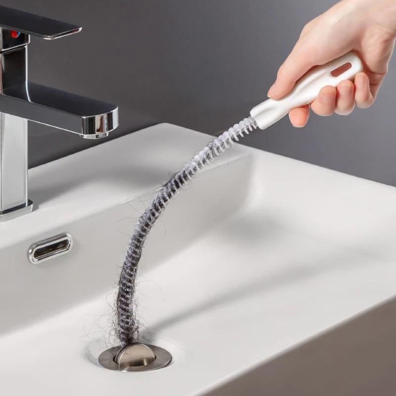 Ekonomický kartáč na čištění kanalizace v koupelně, kartáč na bagrování, flexibilní čistič odpadů, ucpávací zátka, odstraňovač otvorů do dřezu, nástroj na odstraňování odpadů