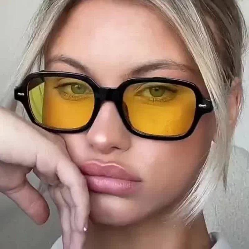 Trend Square Sunglasses Women Fashion Small Frame Luxury Driving  Sun Glasses Male Female Retro Rivet Uv400 Eyeglasses