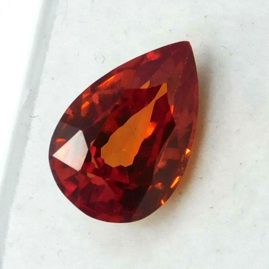 8.20 Ct Natural Ceylon SAPPHIRE Pear Shape Orange Color CERTIFIED Loose Gemstone