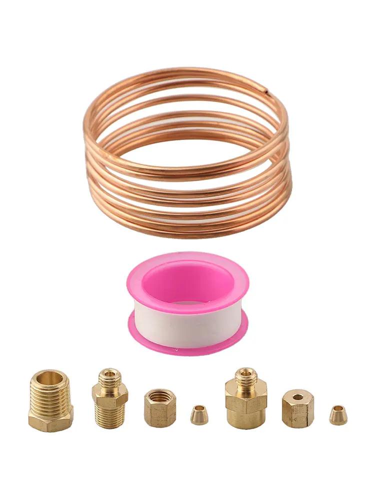 72 Inch Mechanical Oil Pressure Gauge Tubing Kit Copper Oil Pressure Gauge Line Tubing Kit 1/8 Diameter With1/4''/8''NPT