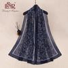 Sciarpa Stola Floreale Blu Scuro Leggera Stile Europeo & Americano Primavera-Autunno