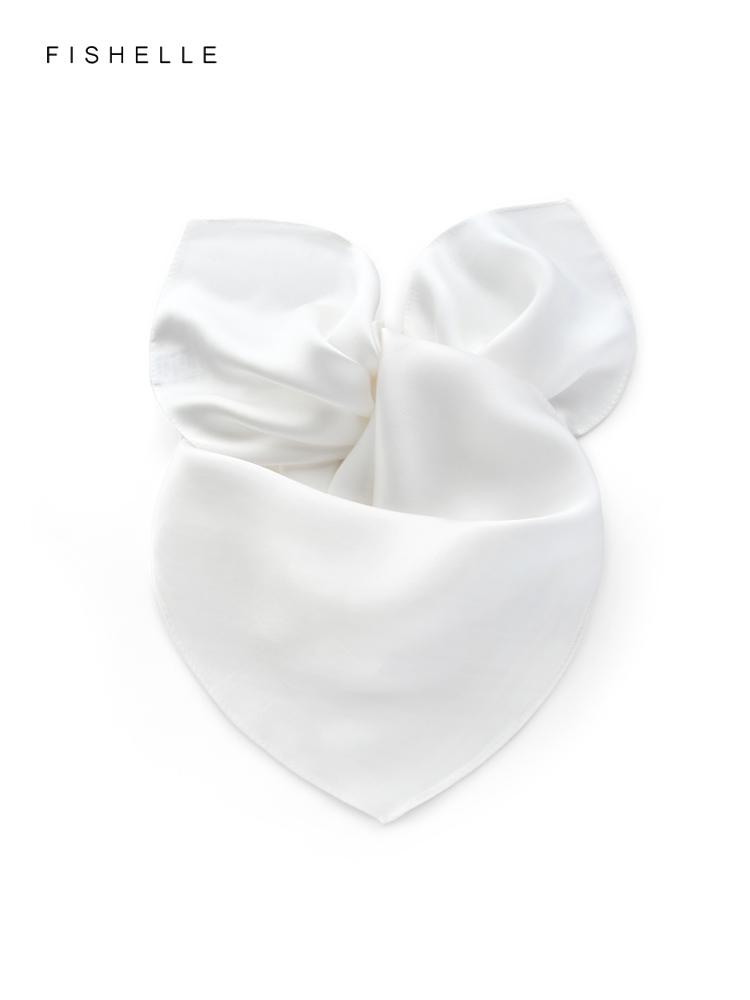 White pure color 100% natural silk scarf men women scarves small square scarfs shawl luxury gift headband wrap handkerchief