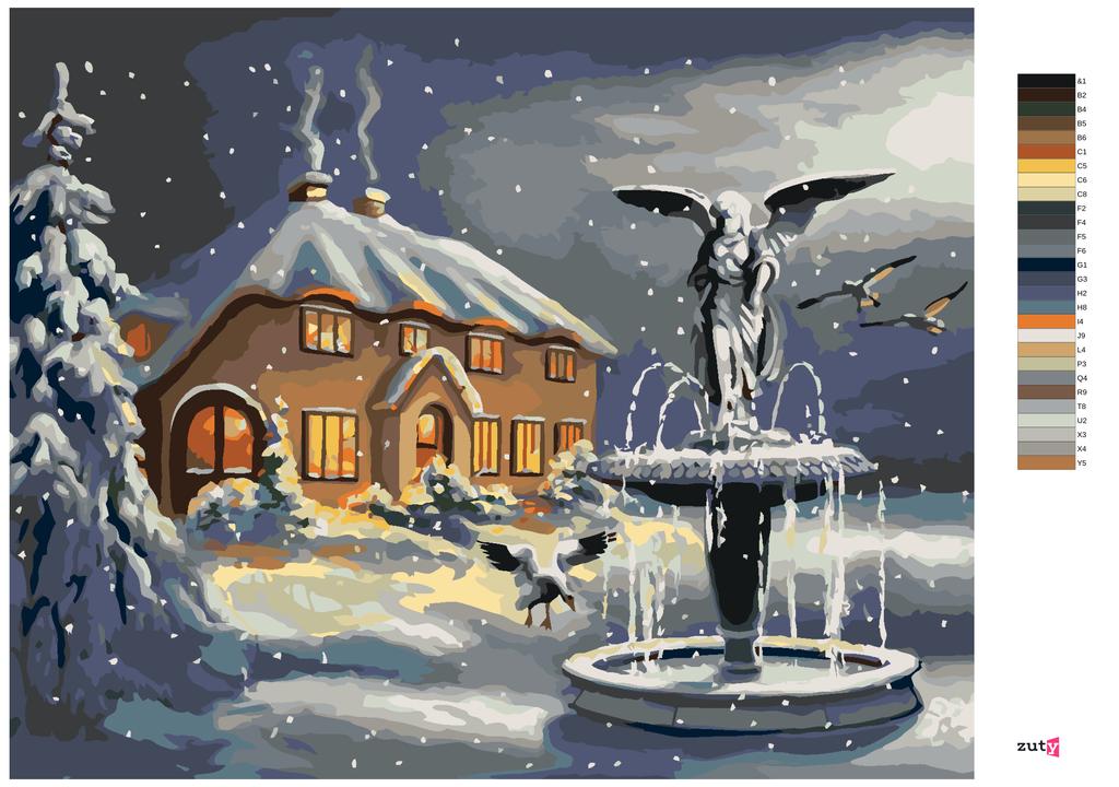 Buy Zuty Paint by Numbers FOUNTAIN IN WINTER (D. RUSTY RUST), 40x50